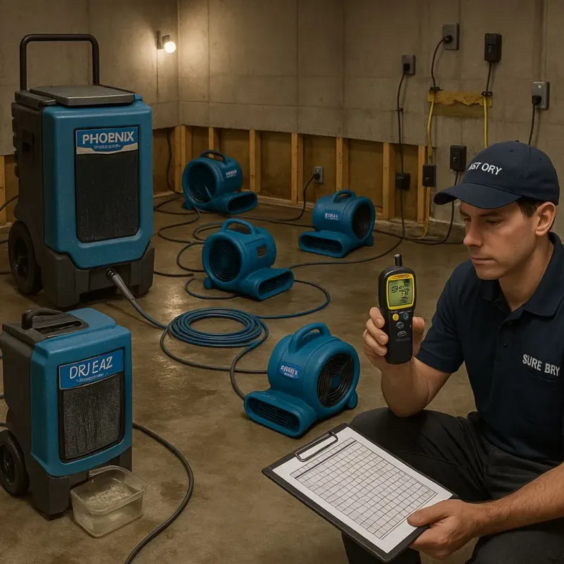 Structural Drying and Dehumidification process in Bellevue, IL